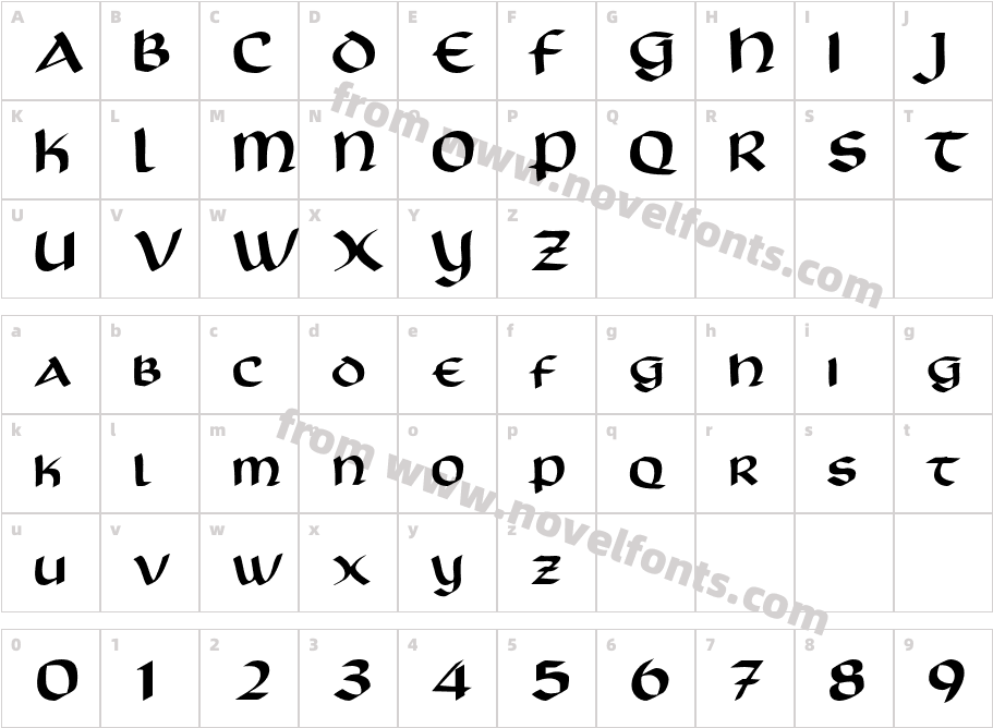 Scotford Uncial NormalCharacter Map