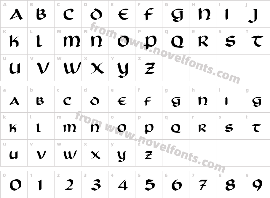 Scotford Uncial NormalCharacter Map