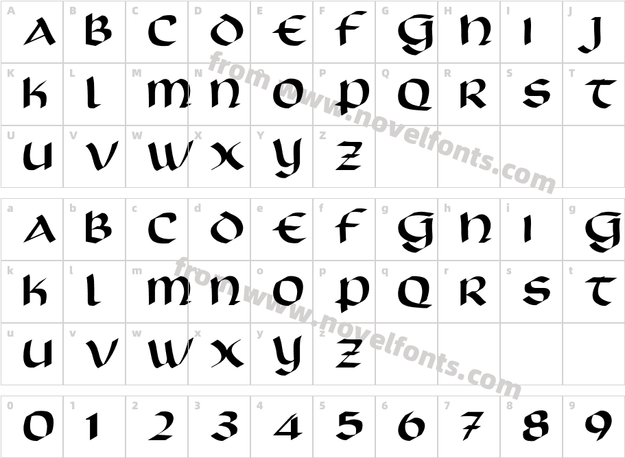 Scotford UncialCharacter Map