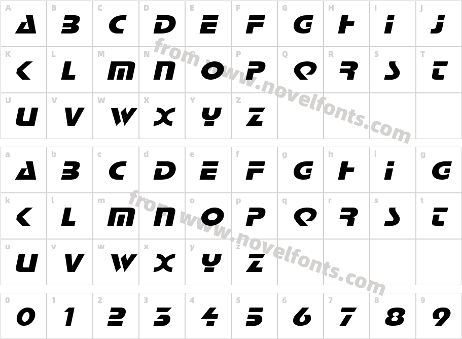 Scottsdale Wide ItalicCharacter Map