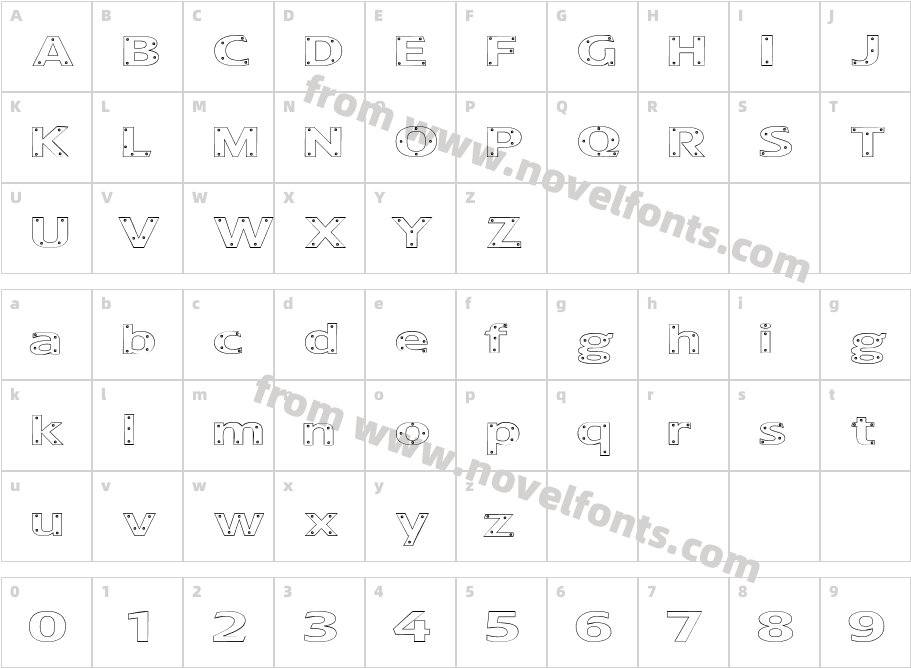 Screwed FontCharacter Map