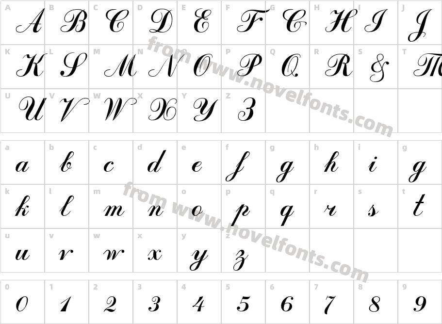 Script Cyr RegularCharacter Map