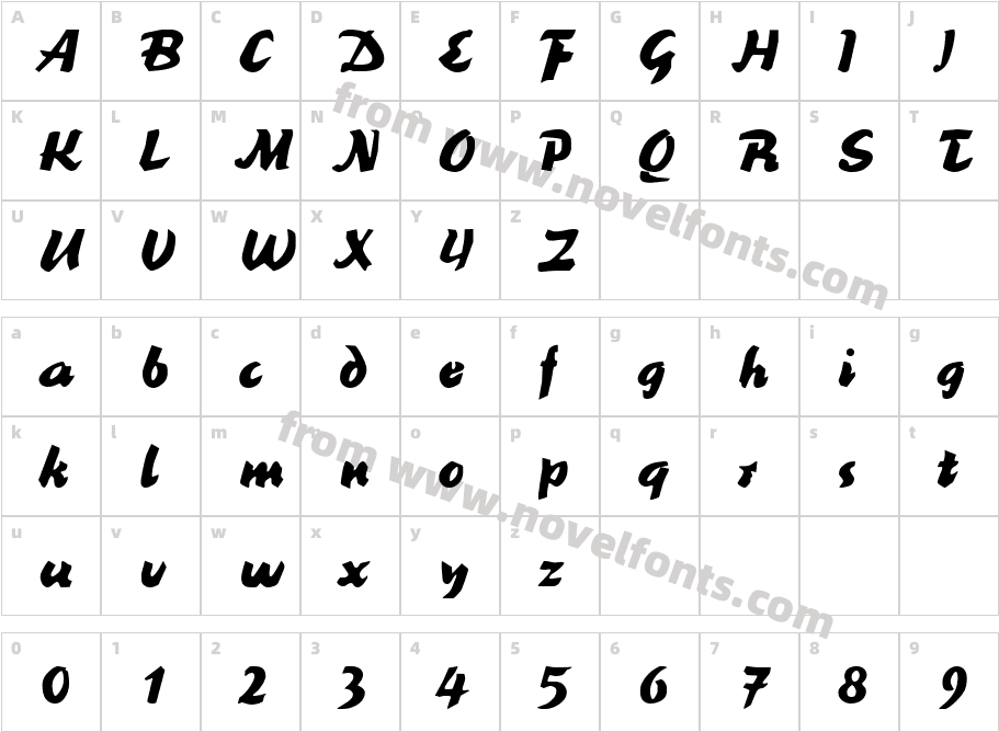 Script R691 BoldCharacter Map