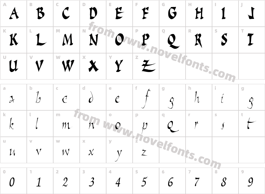 Script Song Bold15 Bold ttconCharacter Map