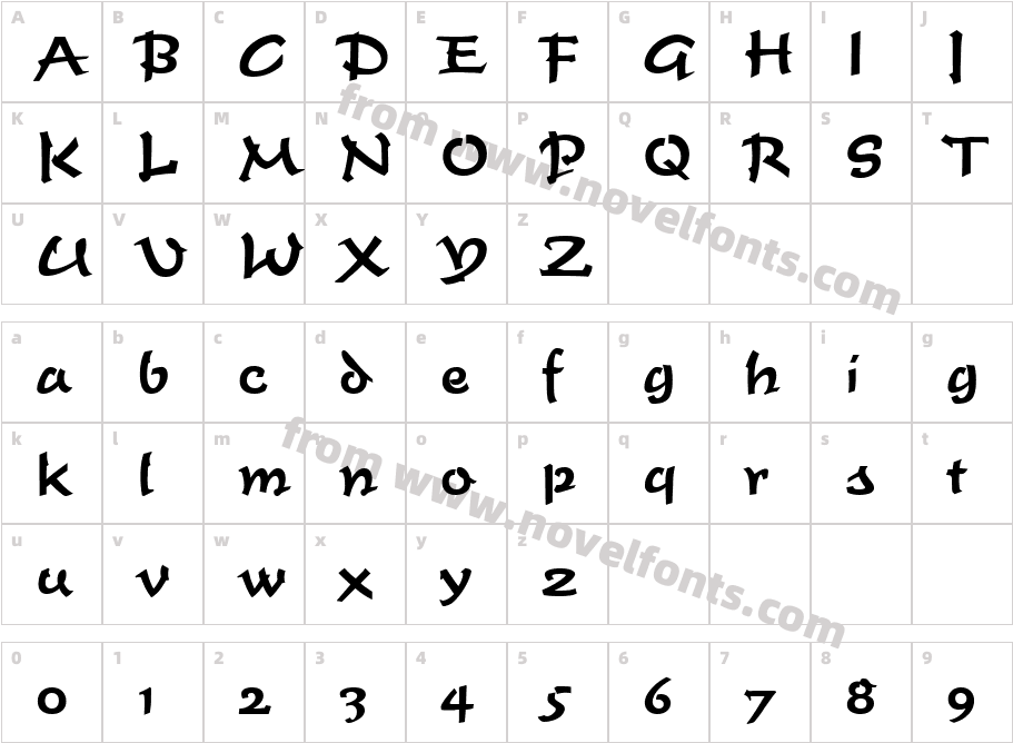 Script T730 BoldCharacter Map