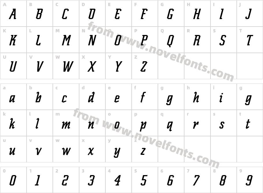 Scriptek Italic PlainCharacter Map