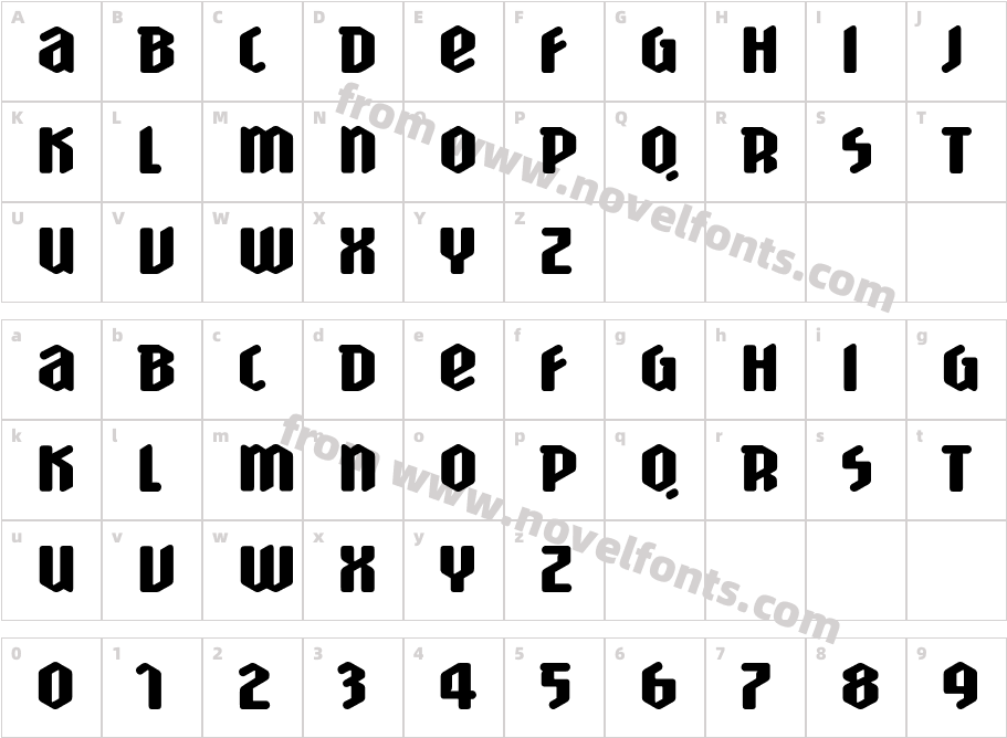 Scrotnig CondensedCharacter Map