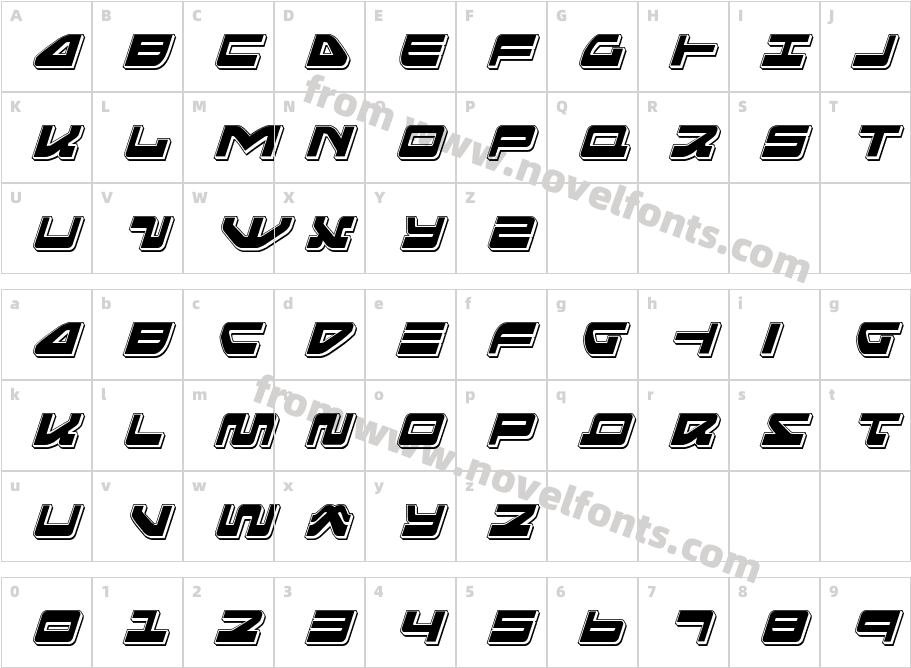 Searider Falcon ItalicCharacter Map