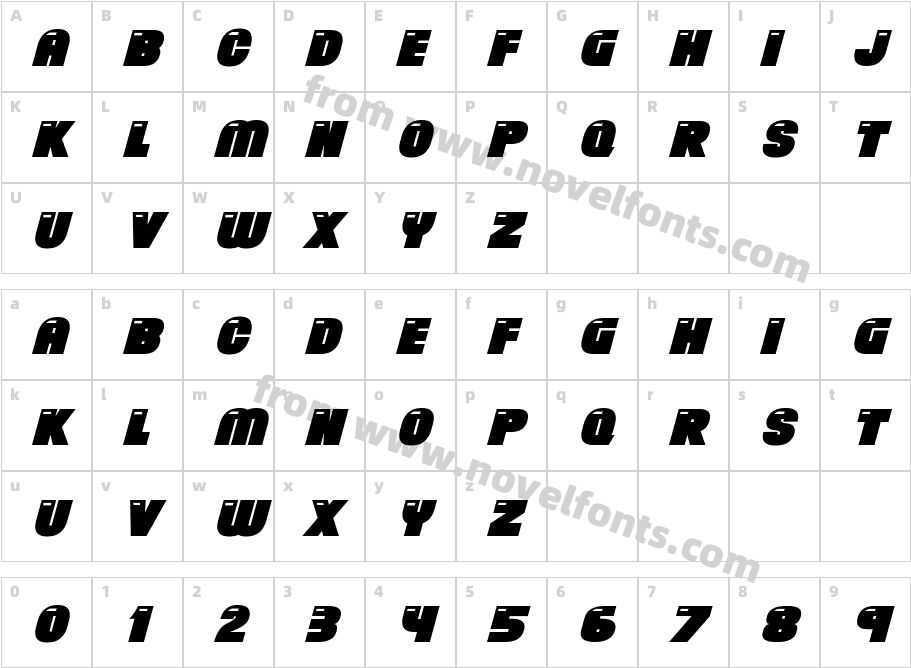 Brand New Retro ItalicCharacter Map