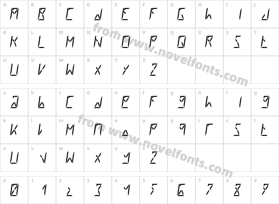 Segment8 ItalicCharacter Map