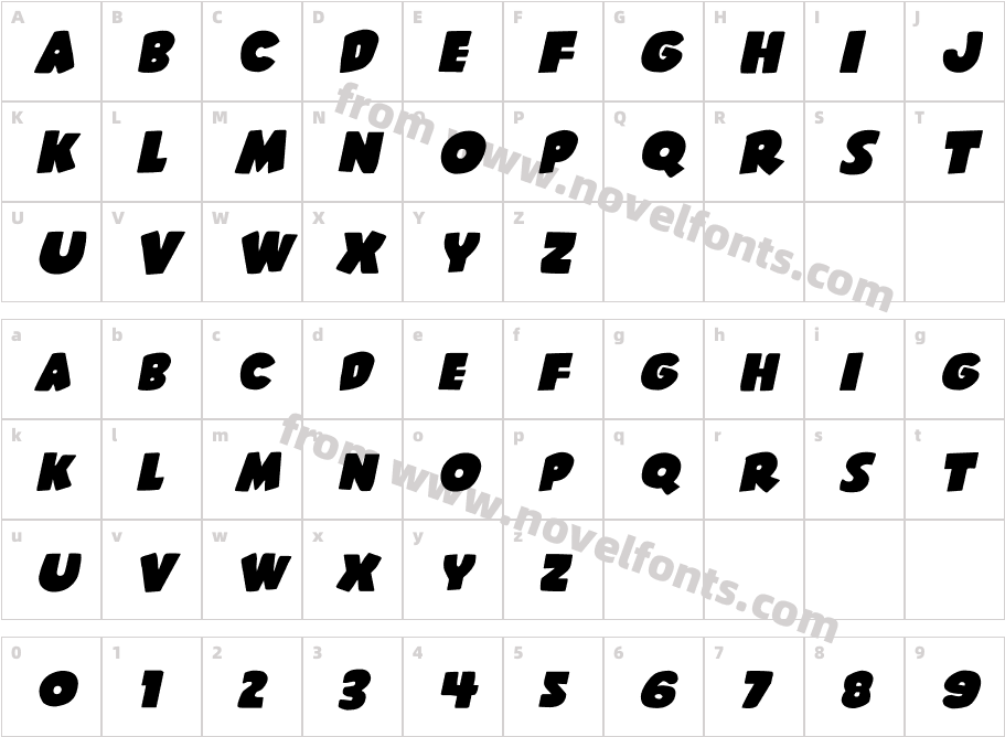 Shablagoo Expanded ItalicCharacter Map