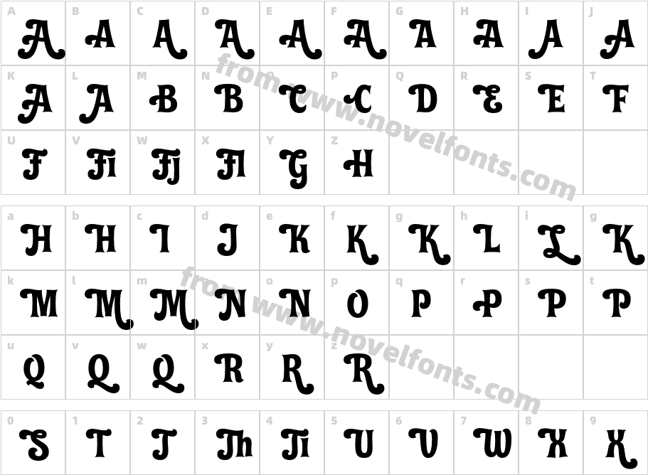 Shag Exotica SwashCharacter Map