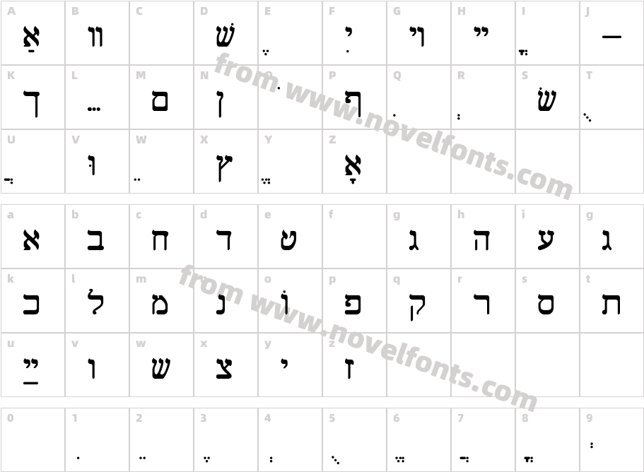 Shalom Old StyleCharacter Map