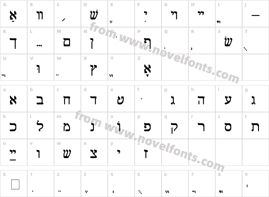 Shalom Old StyleCharacter Map