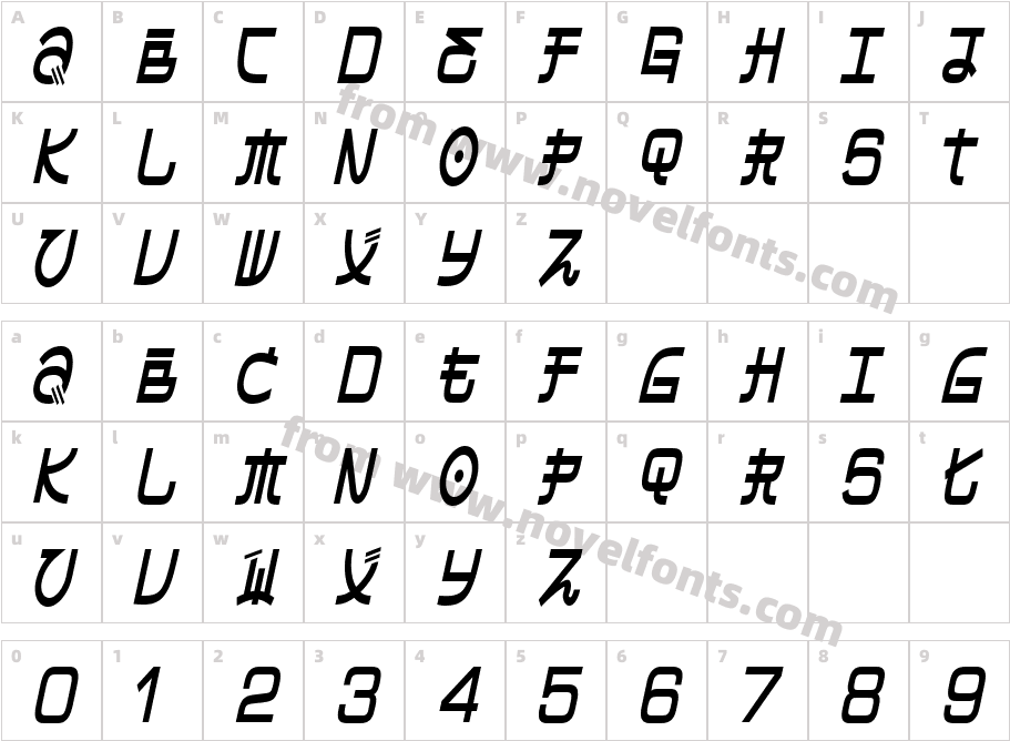 Shamlock ItalicCharacter Map