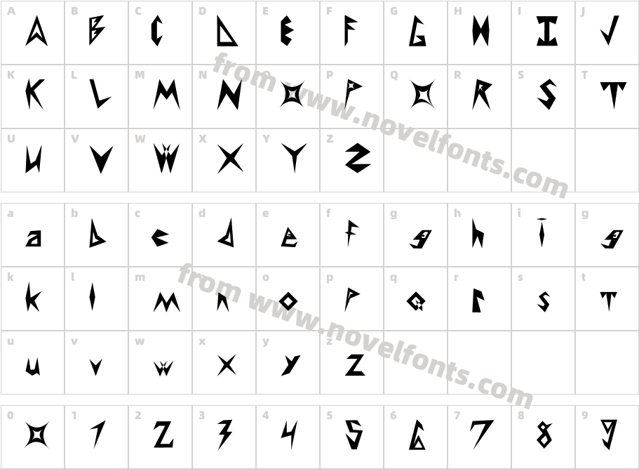 Sharp Points 2.0Character Map