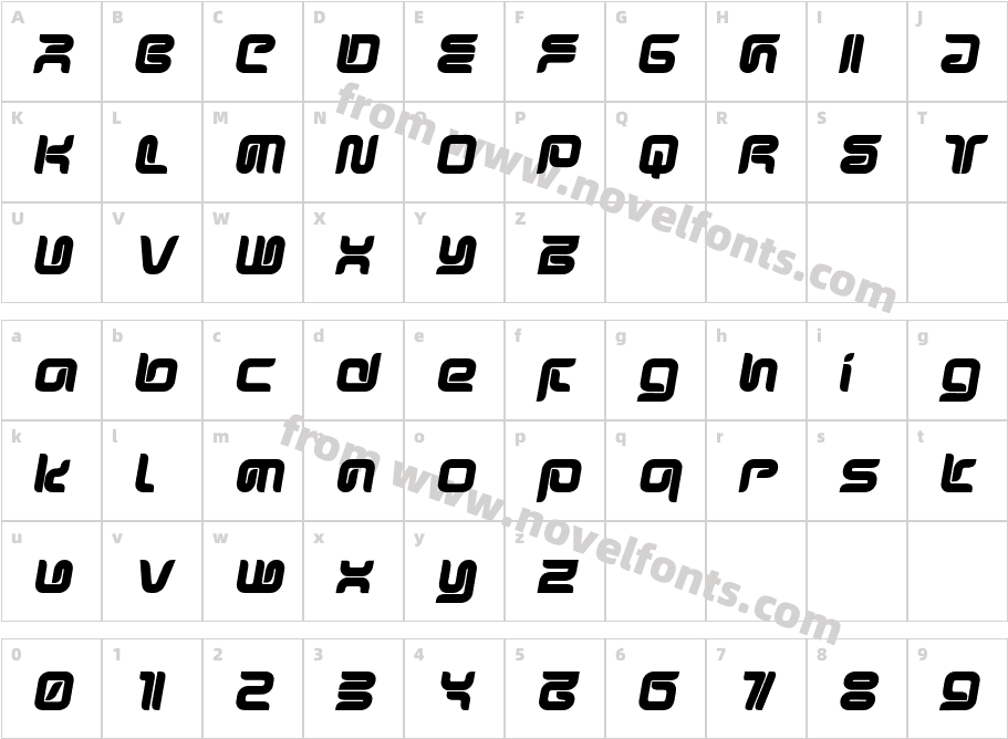 Sharp Ultra ItalicCharacter Map