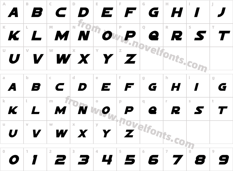 Sigma Five Marquee Bold ItalicCharacter Map