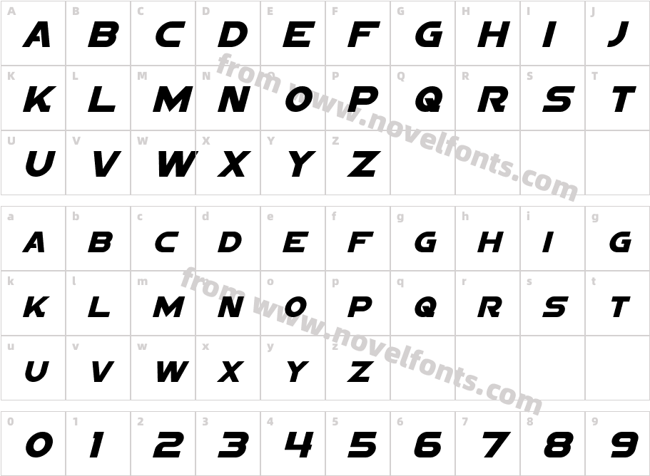 Sigma Five Sans ItalicCharacter Map