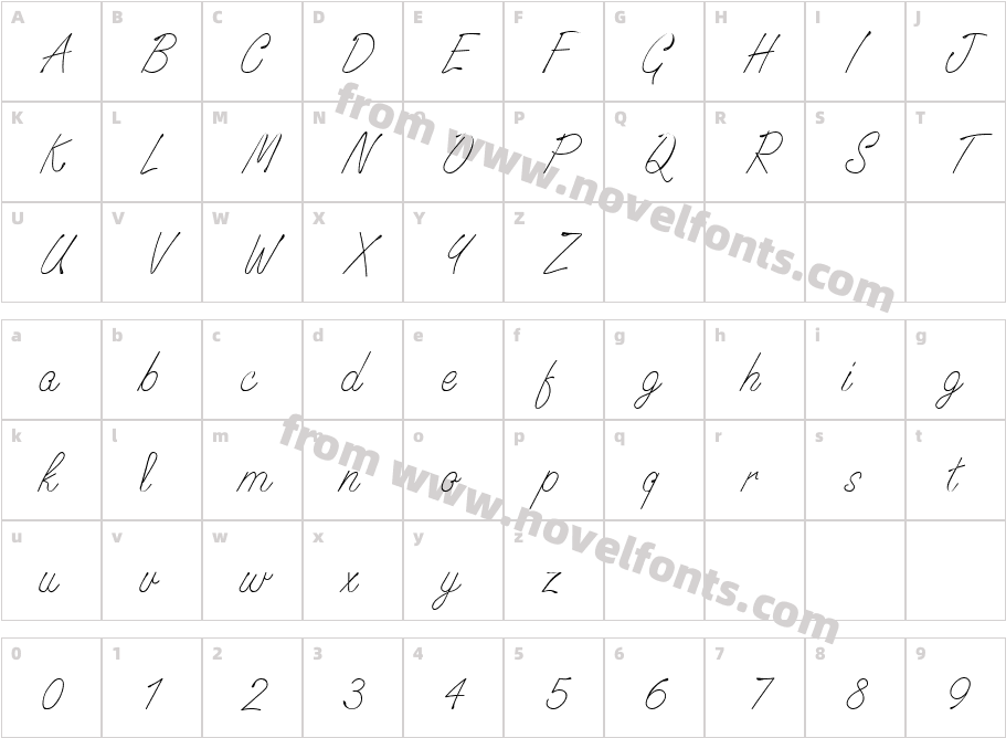 Signature Light ItalicCharacter Map