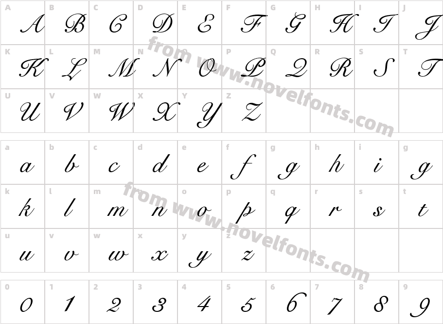 Signet Roundhand ATT CE KursywaCharacter Map