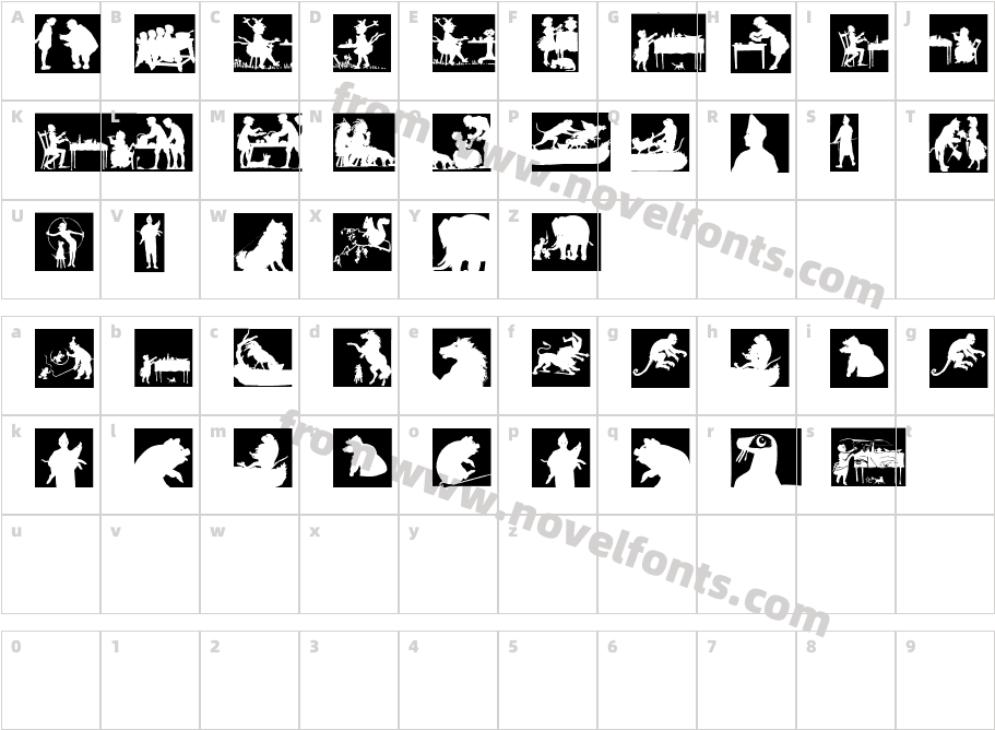 Silhouette Squares InversCharacter Map