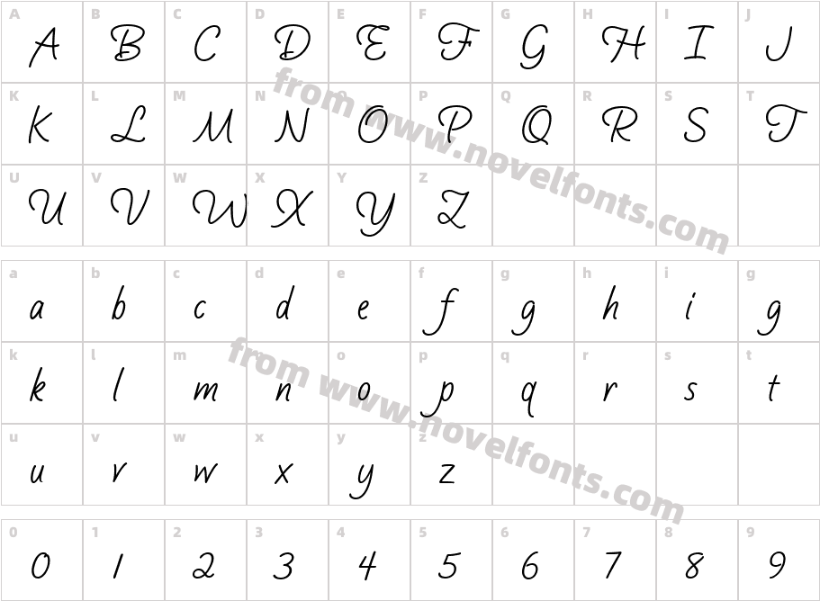 Silver Script Regular RegularCharacter Map