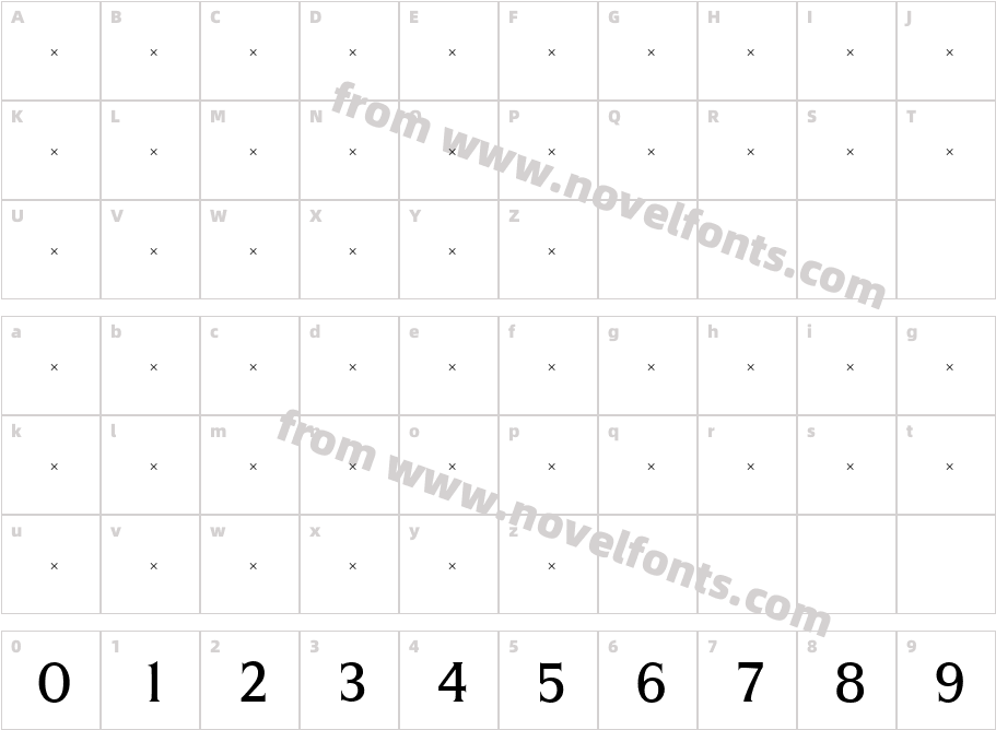 Silverado Medium Condensed TabCharacter Map