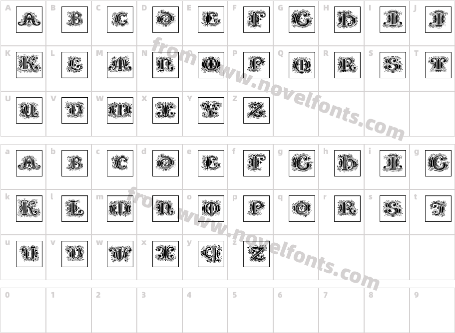 Silvestre Initials SquaresCharacter Map