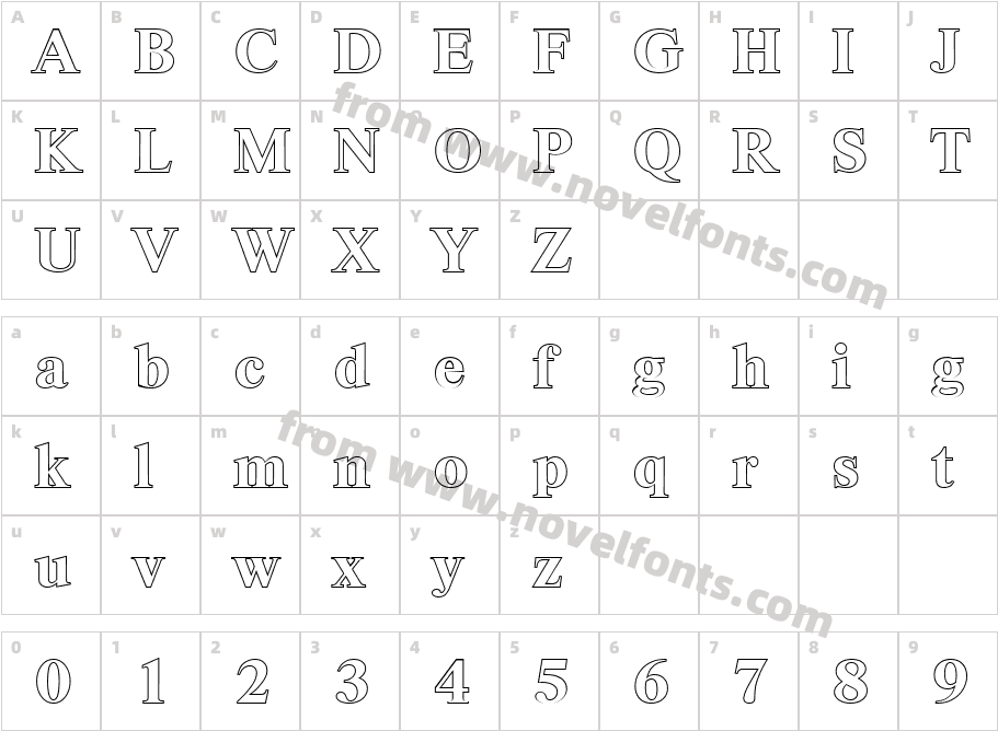 Simon Becker Outline BoldCharacter Map