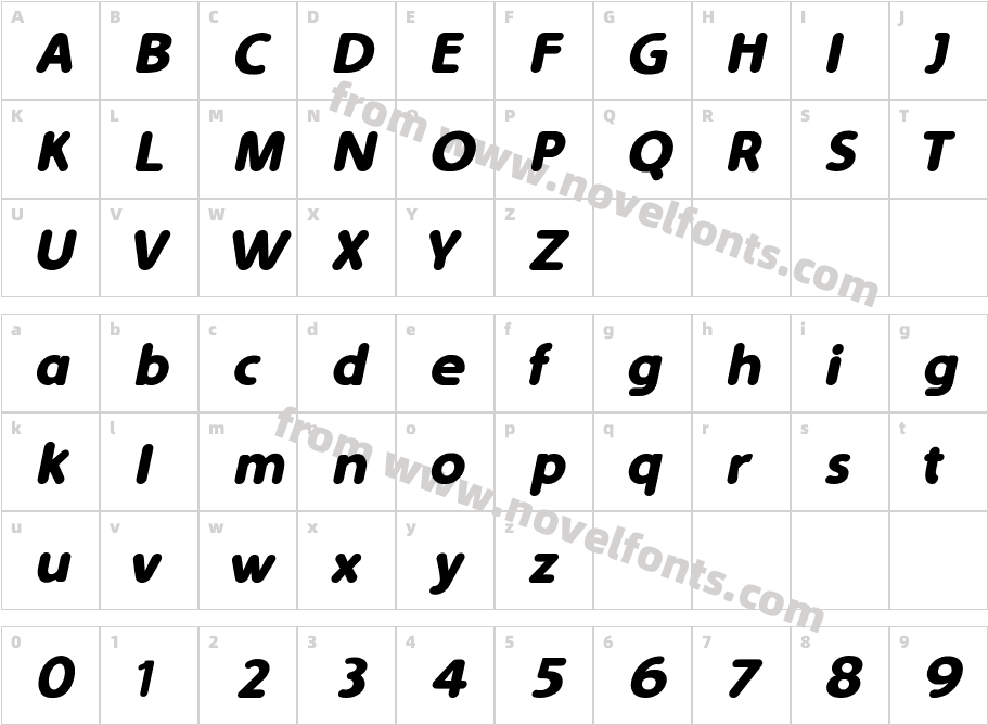 Simply Rounded Bold ItalicCharacter Map