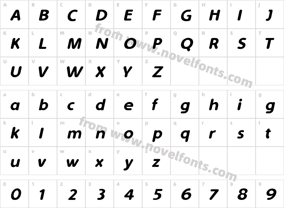 Simply Rounded ItalicCharacter Map