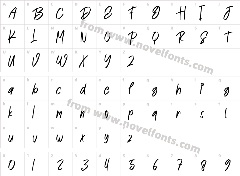 BrellaniaRegularCharacter Map