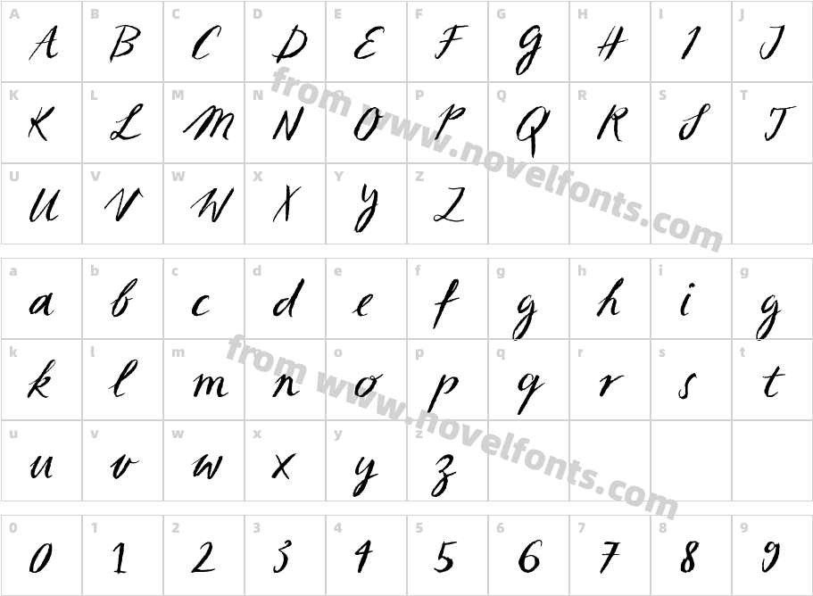 Sketch Script RegularCharacter Map