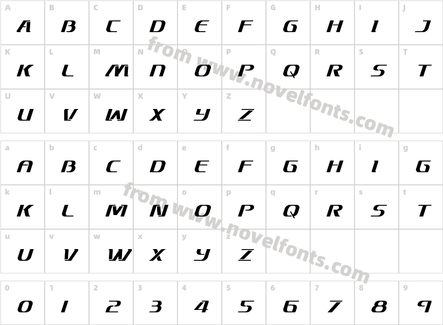 Sky Marshal Condensed ItalicCharacter Map