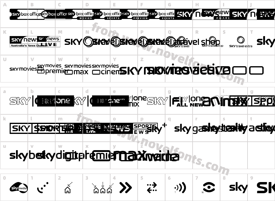 Sky TV Channel LogosCharacter Map