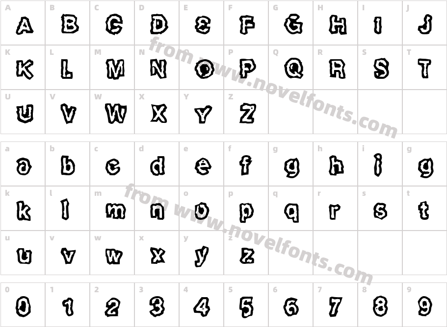 Slackhappy OutlineCharacter Map