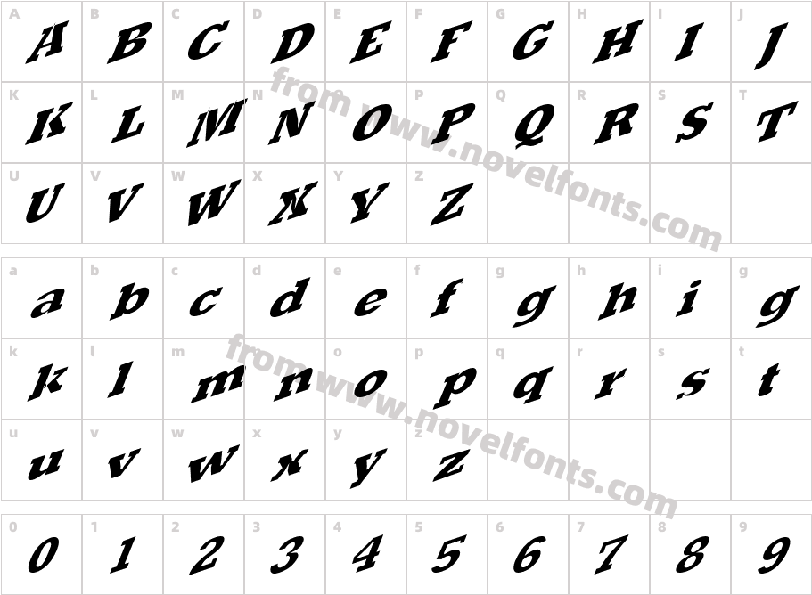 Slant Six NormalCharacter Map