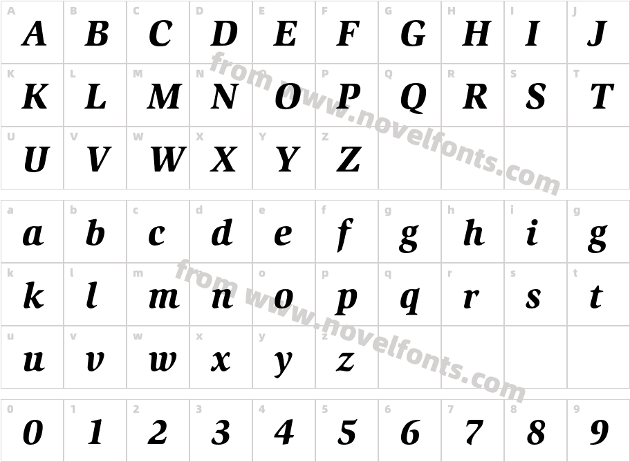 SlimbachEF Black ItalicCharacter Map