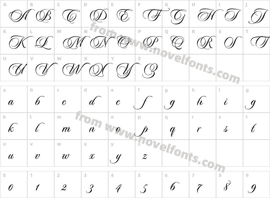 Sloop Script Two Less SlantCharacter Map