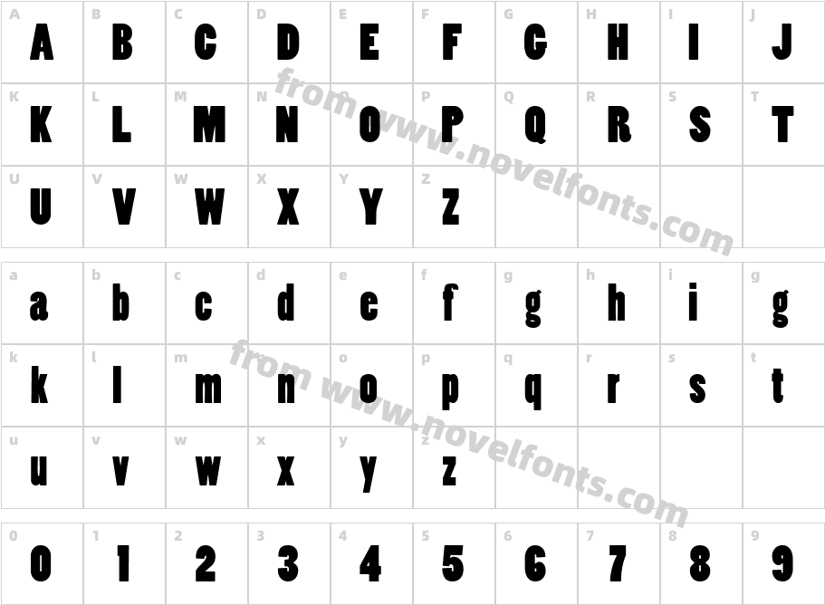 SlotSSK BoldCharacter Map