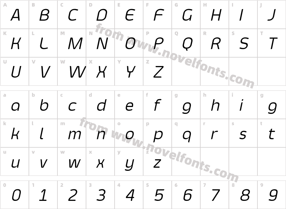 Smoolthan Regular ItalicCharacter Map