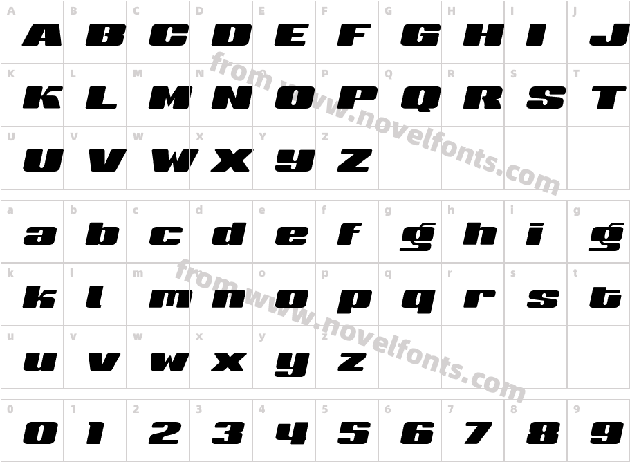 Sneakers Ultra Wide ItalicCharacter Map