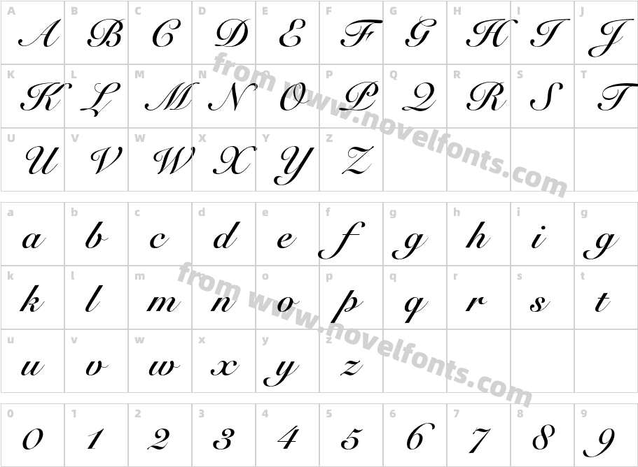 Snell Roundhand Bold ScriptCharacter Map