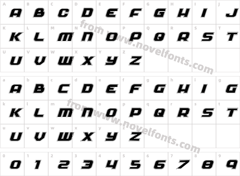 Soldier Academy Expanded ItalicCharacter Map