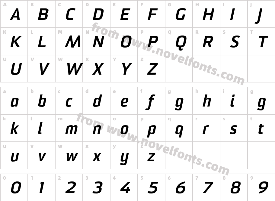 Sommet Black ItalicCharacter Map