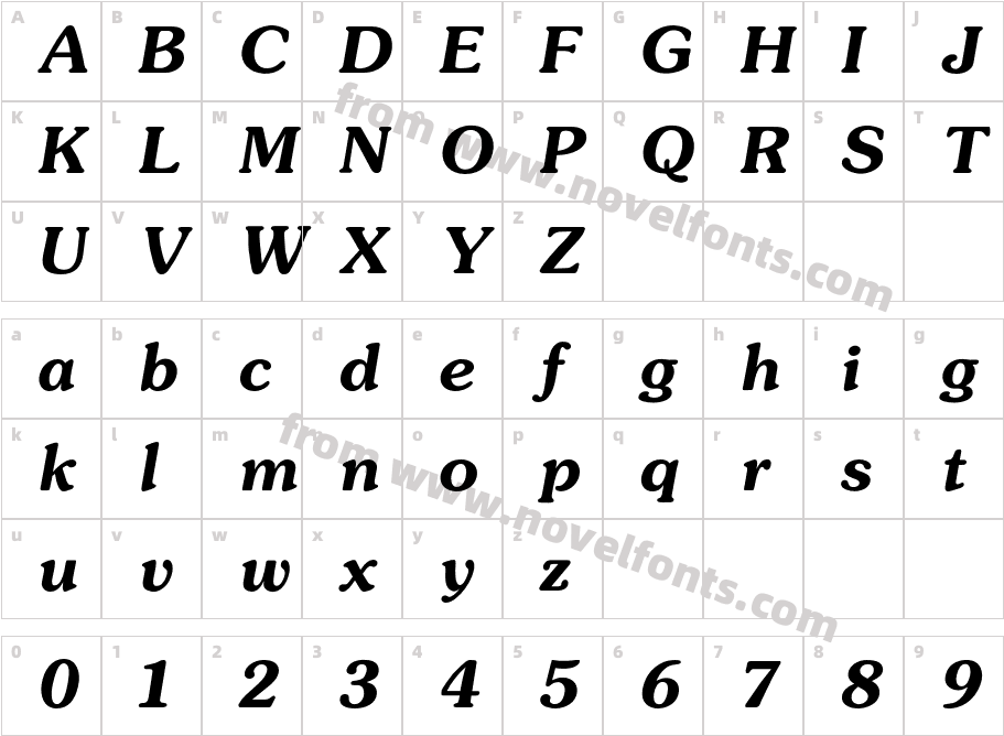 Souvenir Demi ItalicCharacter Map