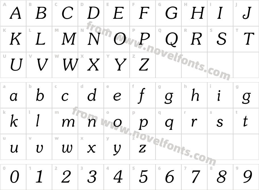 SouvenirLightItalicCharacter Map