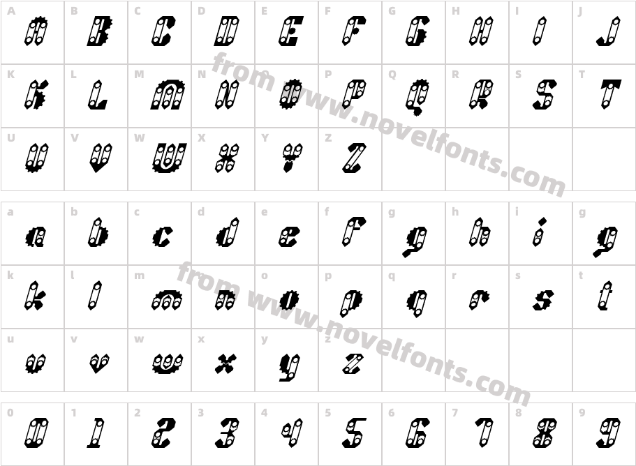 Sprokett ItalicCharacter Map