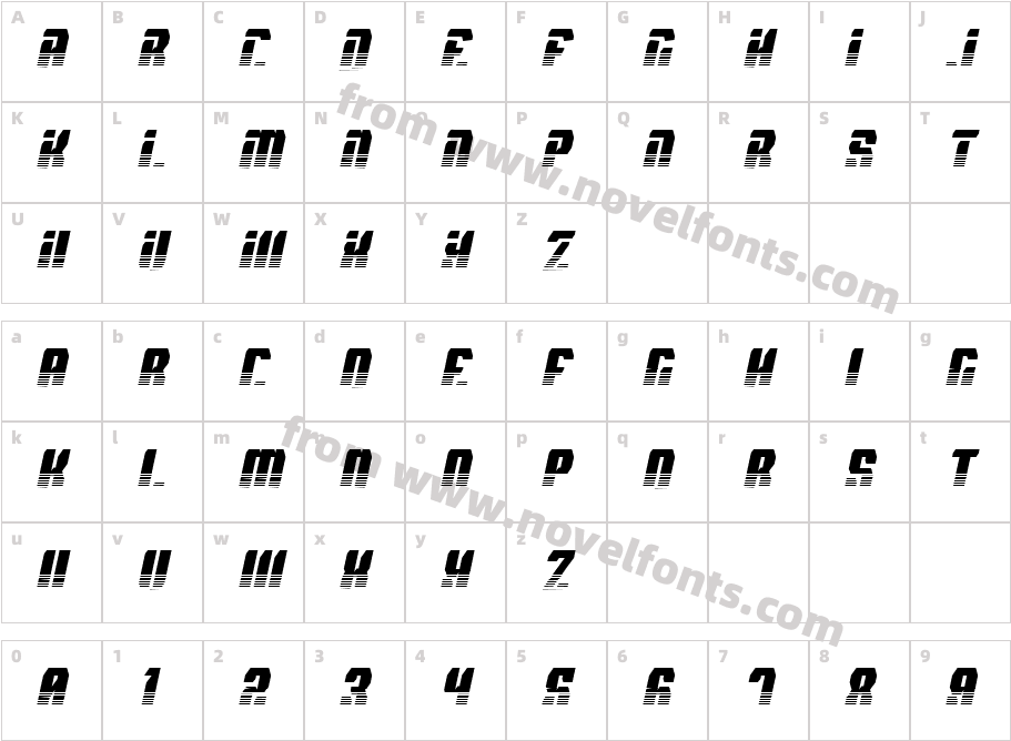 Spyh Vent ItalicCharacter Map